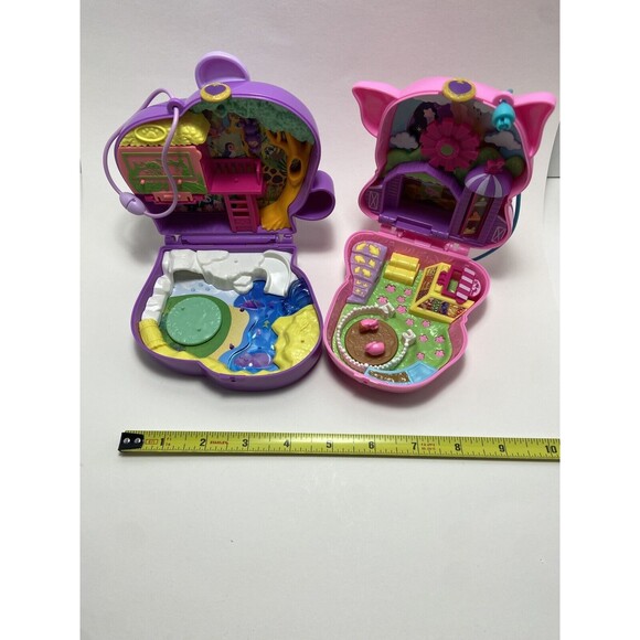 Polly Pocket Pink Pig and Purple Elephant Adventure Compacts Lot no Figures - Picture 6 of 9